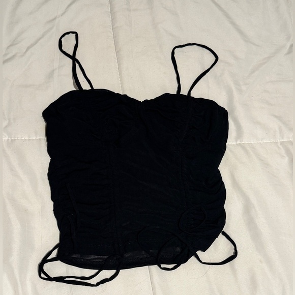 Black corset black crop top, Size M, Bought from a boutique, mesh back - Picture 1 of 1
